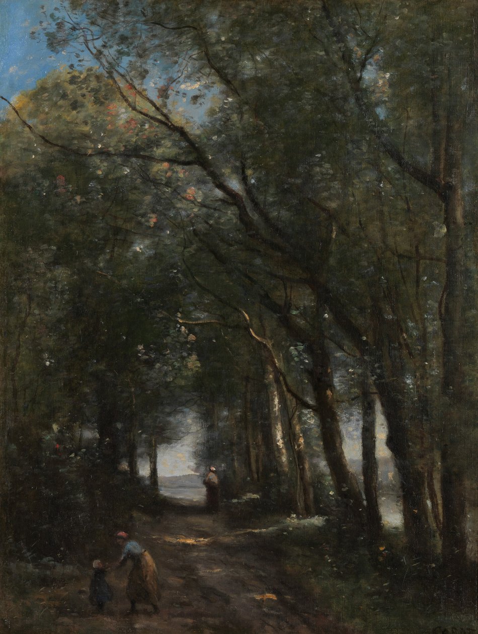 En gränd genom träden, ca. 1870-73. av Jean Baptiste Camille Corot