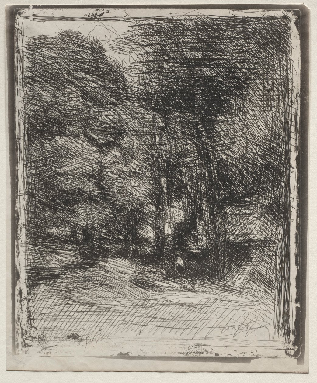A Souvenir of the Bas-Bréau, originalavtryck 1858, tryckt 1921. av Jean Baptiste Camille Corot