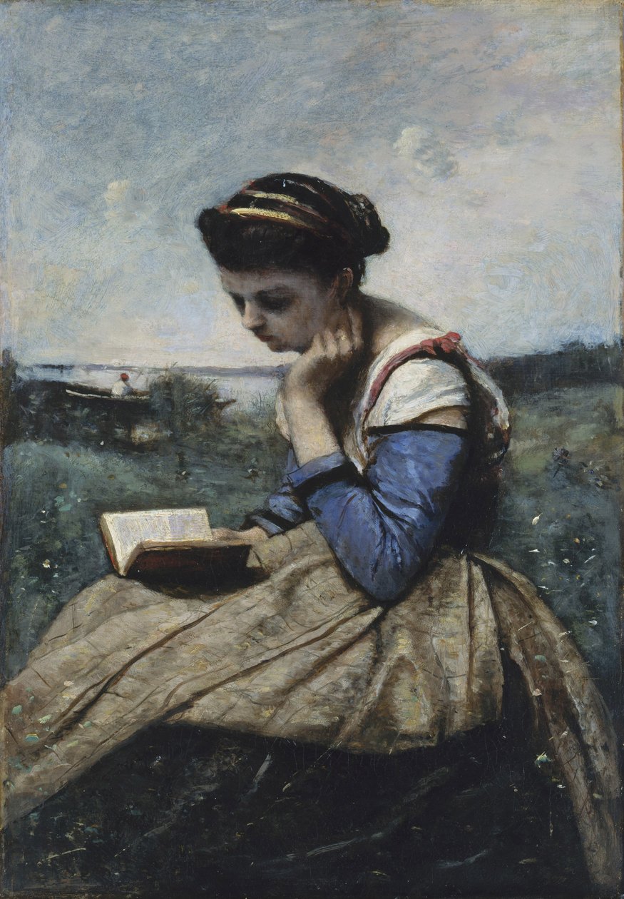 En kvinna som läser av Jean Baptiste Camille Corot