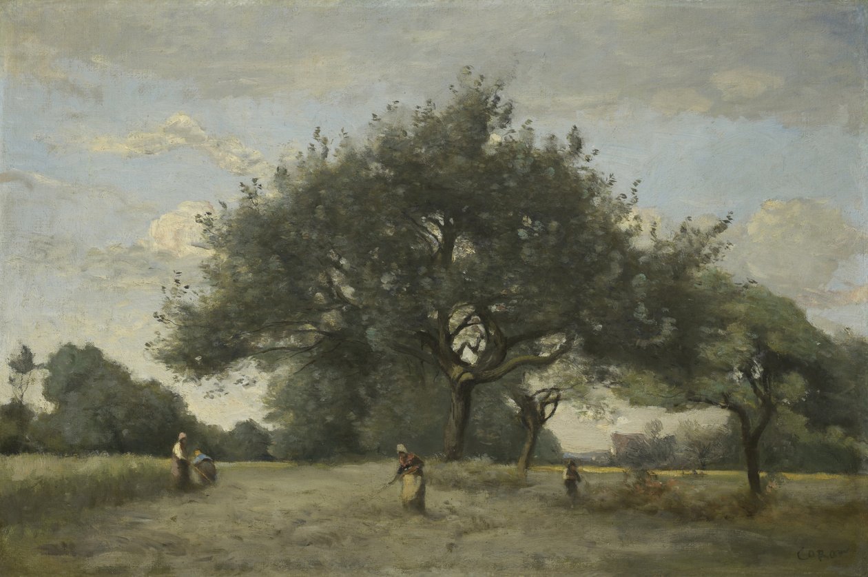 Äppelträd på ett fält, c.1865?-70 av Jean Baptiste Camille Corot