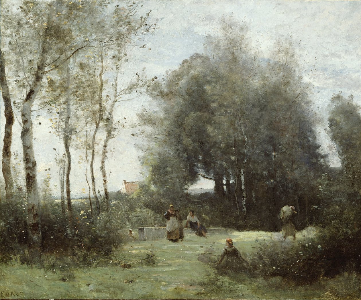 Arleux-Palluel, bron med försöksmöten av Jean Baptiste Camille Corot
