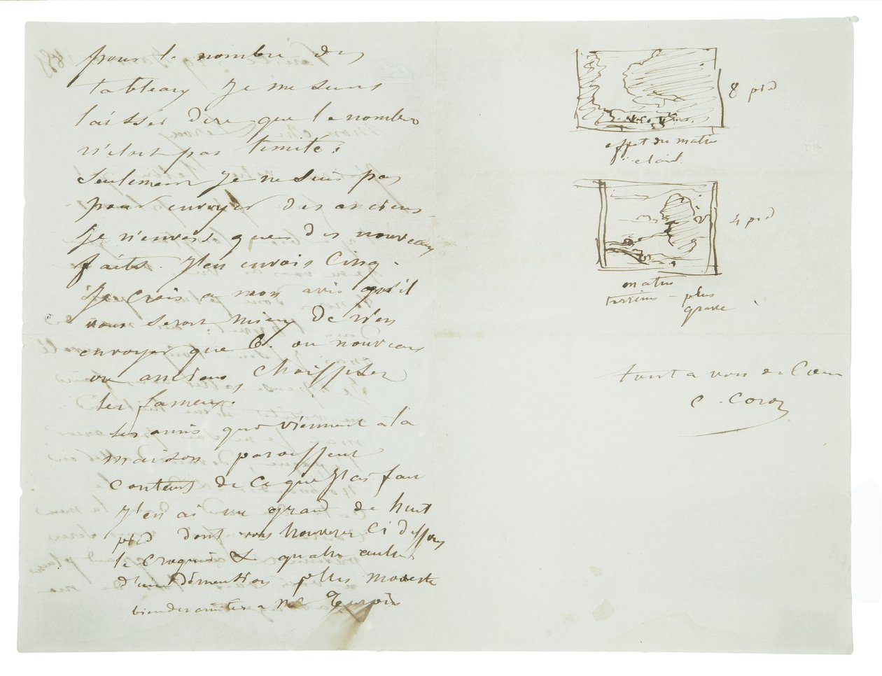 Autografbrev till landskapsmålaren och politikern Charles Le Roux, Paris, 29 januari 1855 av Jean Baptiste Camille Corot