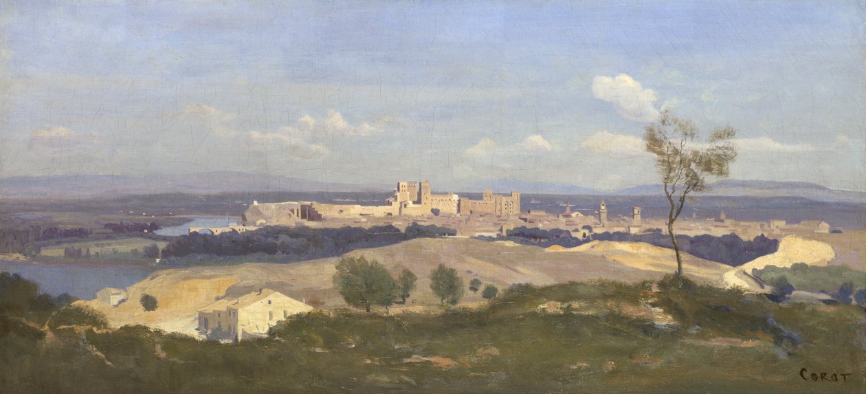 Avignon från väst, 1836 av Jean Baptiste Camille Corot