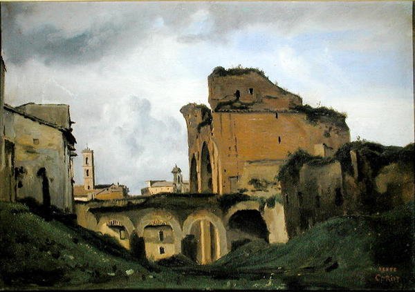 Basilica of Constantine, ca 1826-27 (olja på duk) av Jean Baptiste Camille Corot