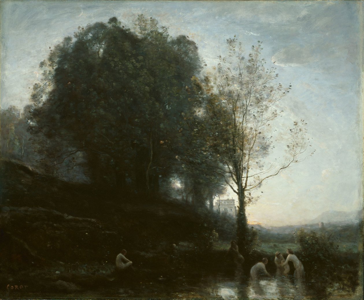 Badande nymfer och barn av Jean Baptiste Camille Corot