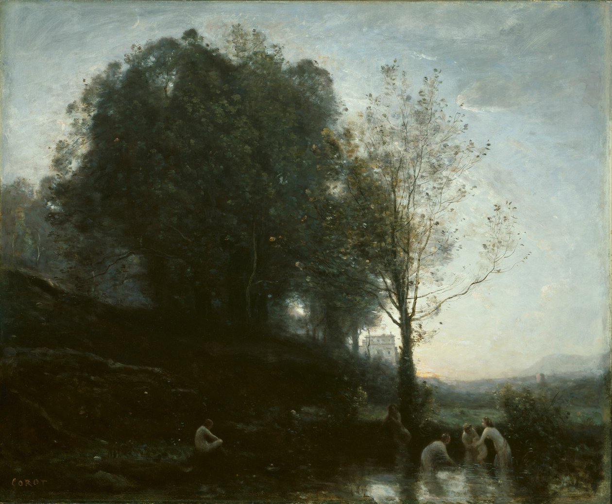 Badande nymfer och barn av Jean-Baptiste-Camille Corot