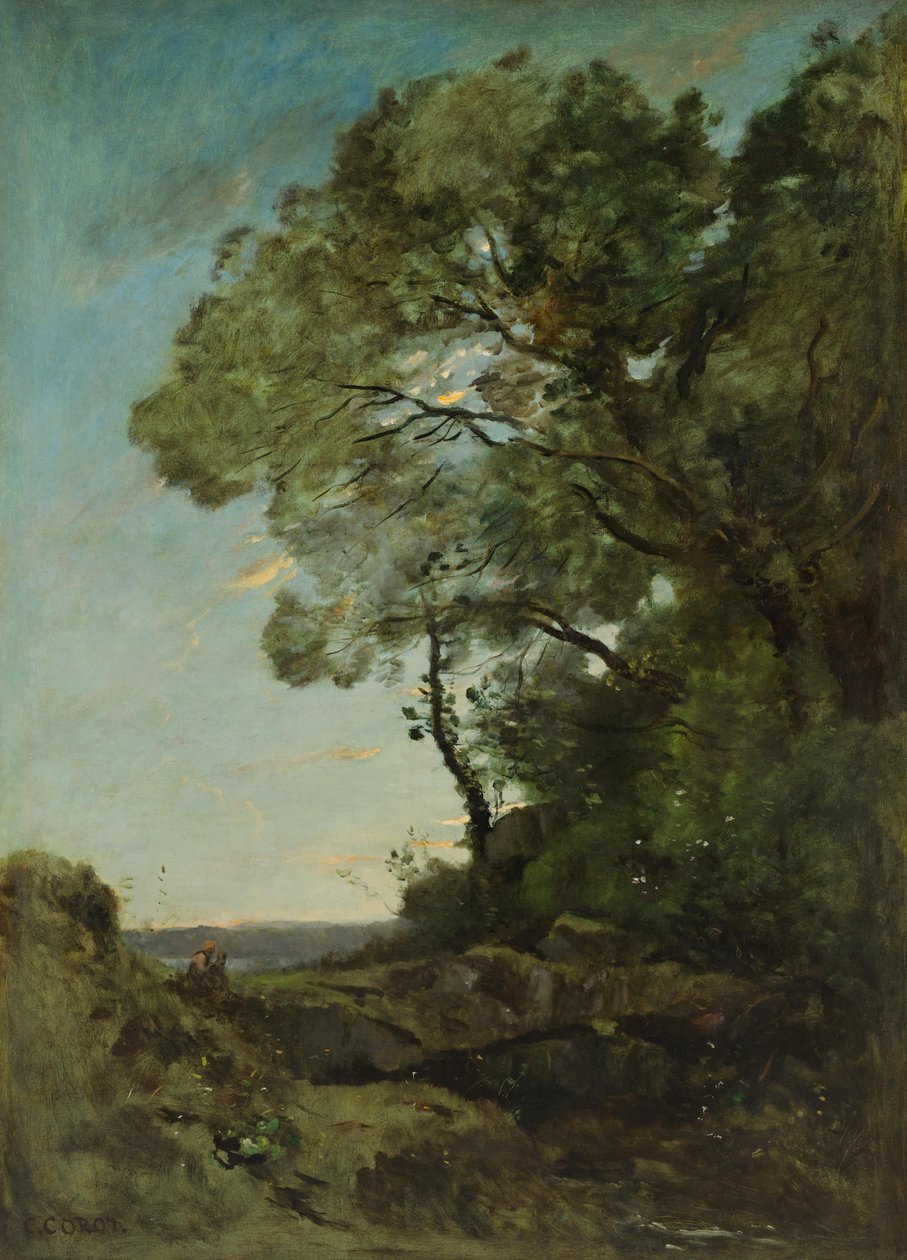 Trädlandskap (kväll) av Jean Baptiste Camille Corot