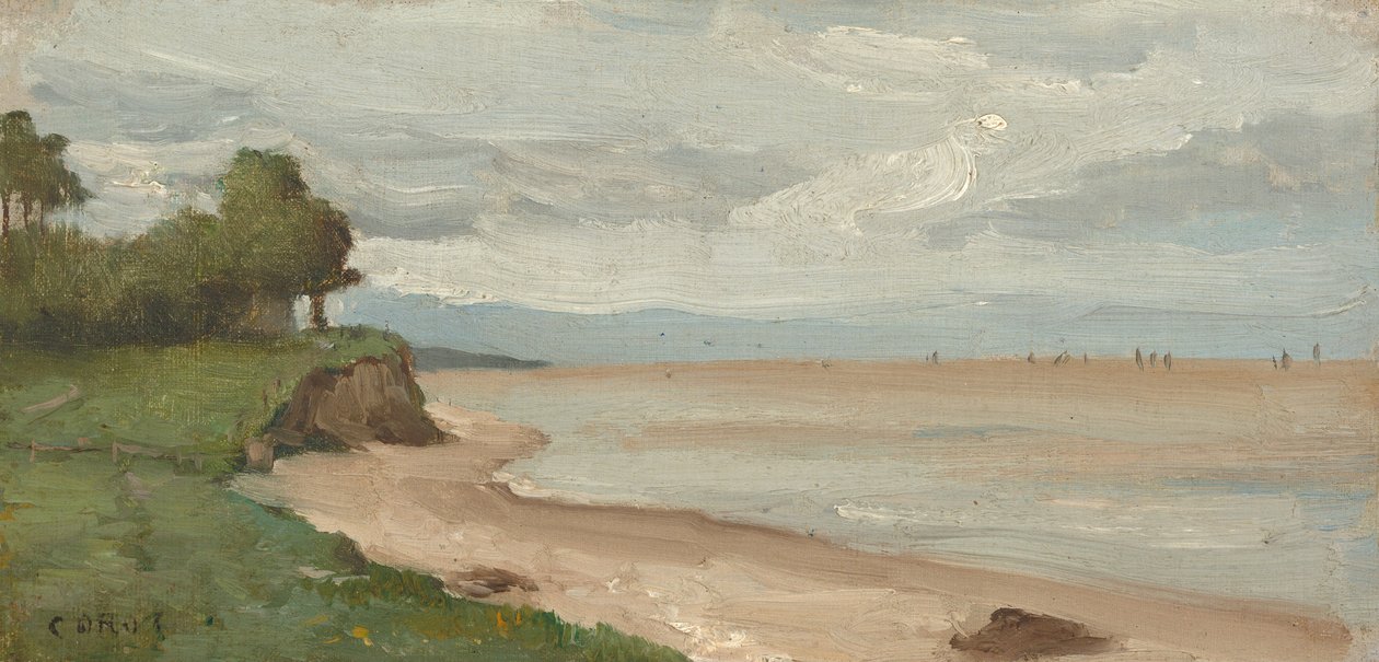 Strand nära Etretat av Jean Baptiste Camille Corot