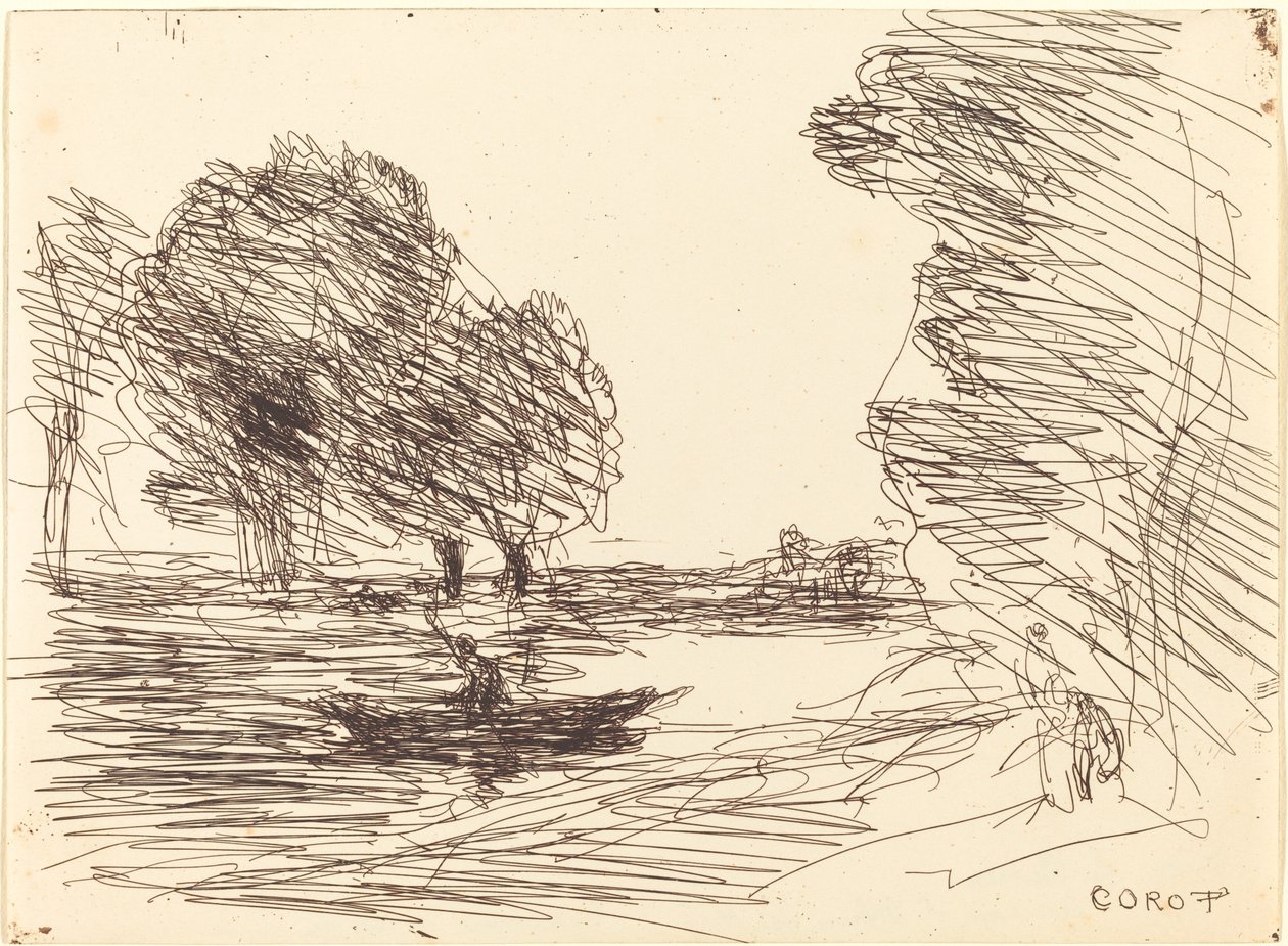 Båtkarl av Jean Baptiste Camille Corot