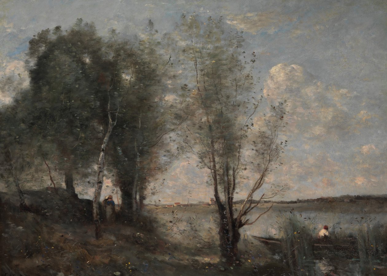 Båtsman bland vassen, ca. 1865. av Jean Baptiste Camille Corot