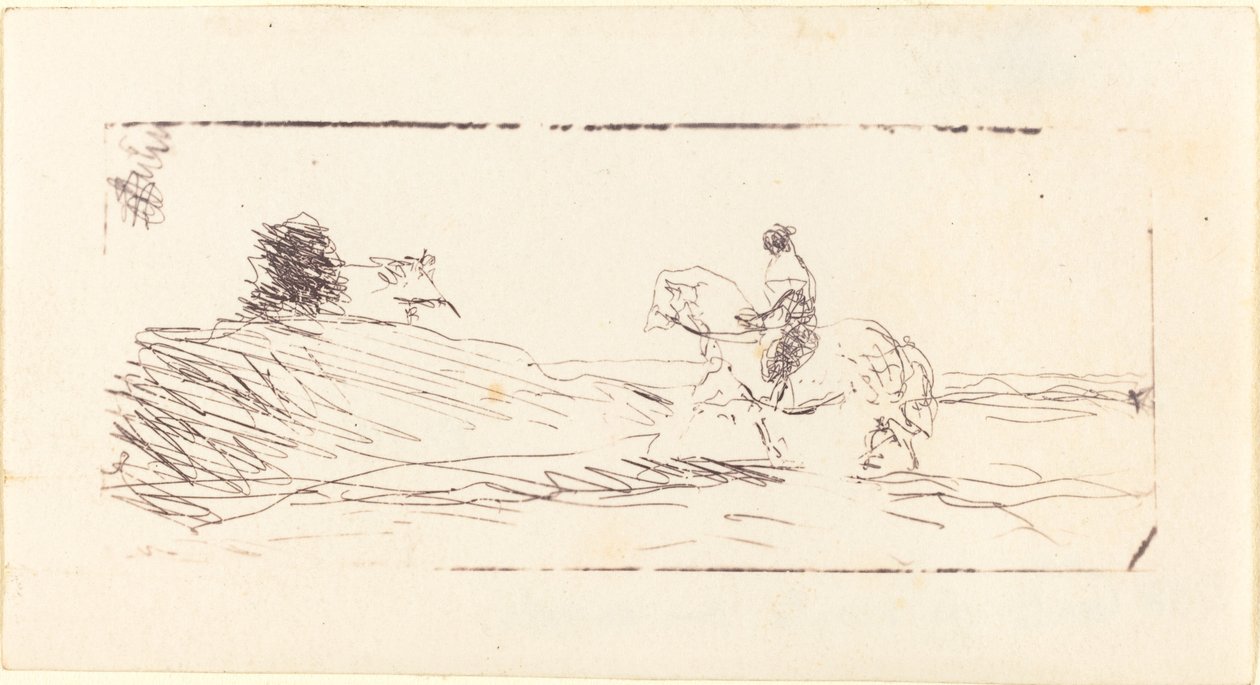 Carte-de-visit med ryttare La Carte de visite au cavalier, 1853. av Jean Baptiste Camille Corot
