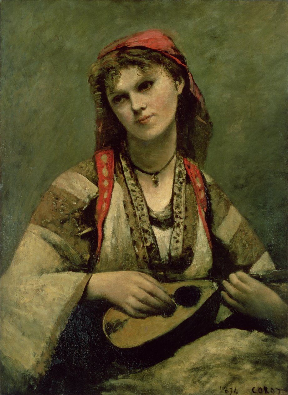 Christine Nilson (1843-1921) eller Bohemen med mandolin av Jean Baptiste Camille Corot