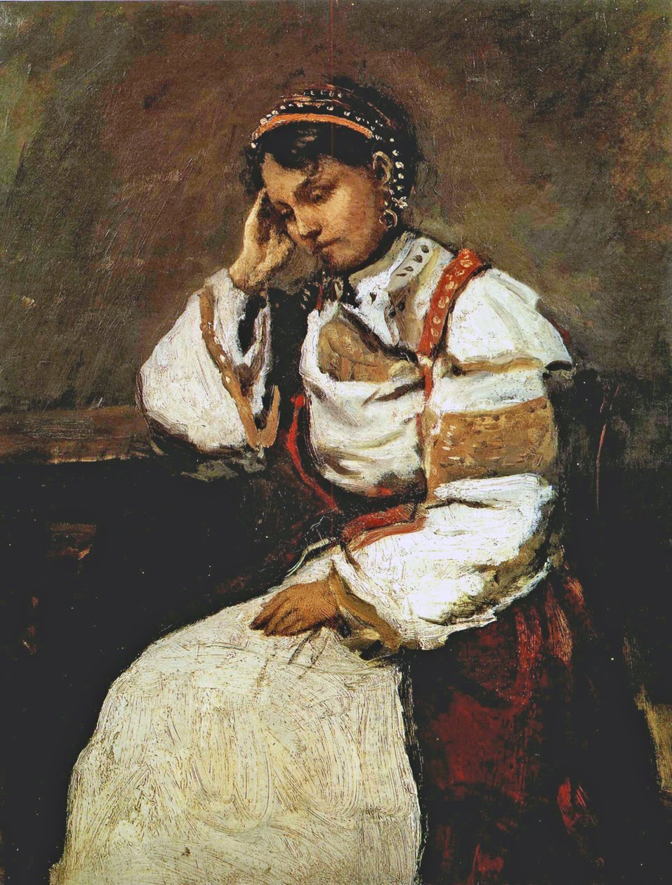 Corot - Den drömmande zigenarkvinnan, 1865-70 av Jean Baptiste Camille Corot