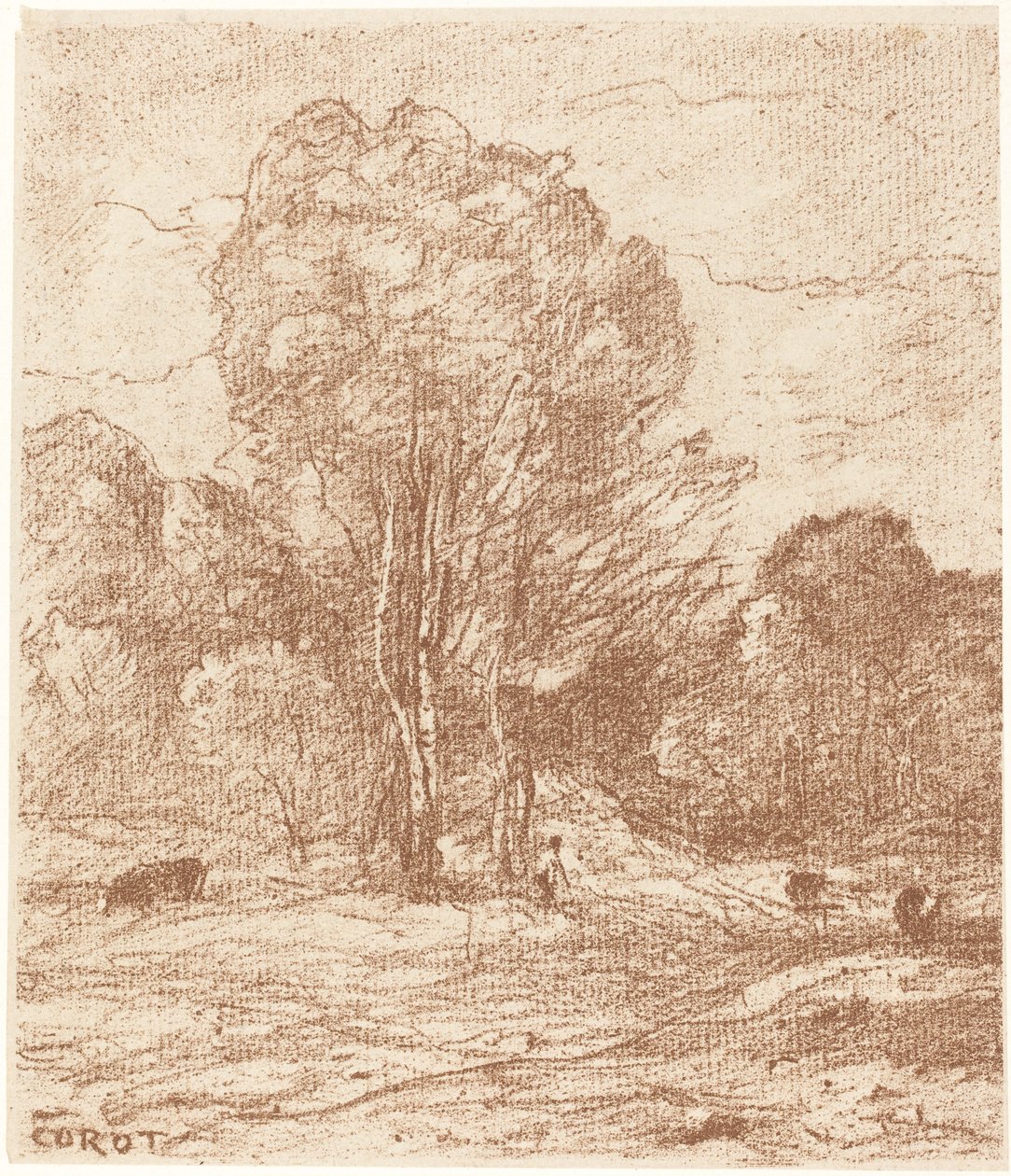 Drowsing Cattle The Dorm of Cows, 1871. av Jean Baptiste Camille Corot