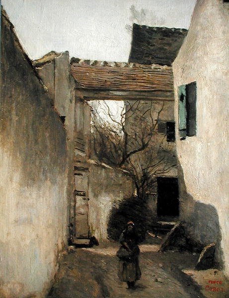 Ecouen, Corner of the Village, ca 1870 (olja på duk) av Jean Baptiste Camille Corot