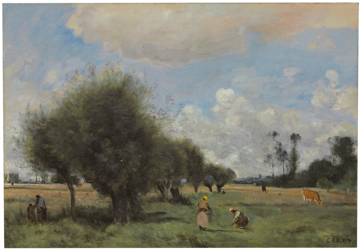 Fält nära Étampes, ca 1855-60 av Jean Baptiste Camille Corot