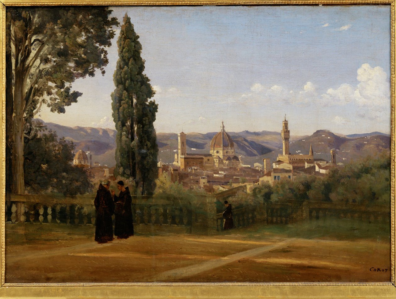 Florens, utsikt från Boboli-trädgårdarna - Florens, sett från ... av Jean Baptiste Camille Corot