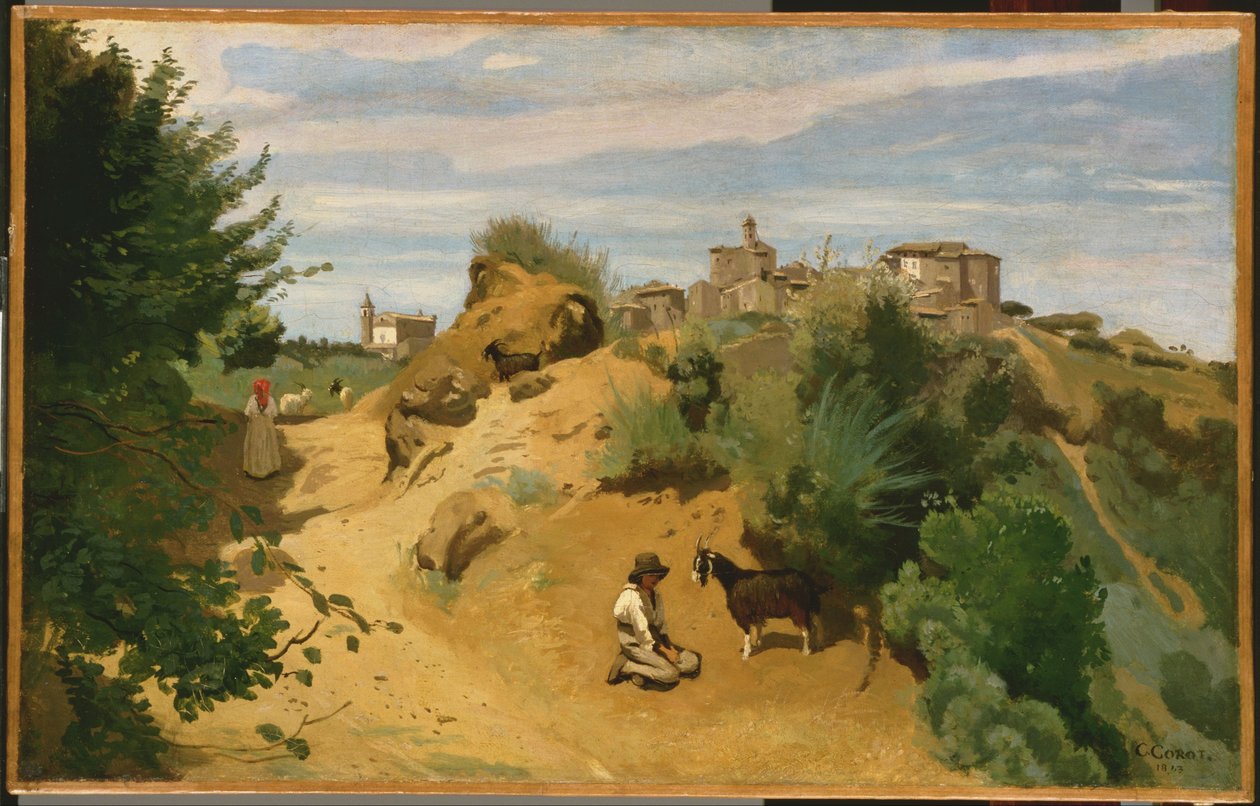 Franska: Genzano Genzano av Jean Baptiste Camille Corot