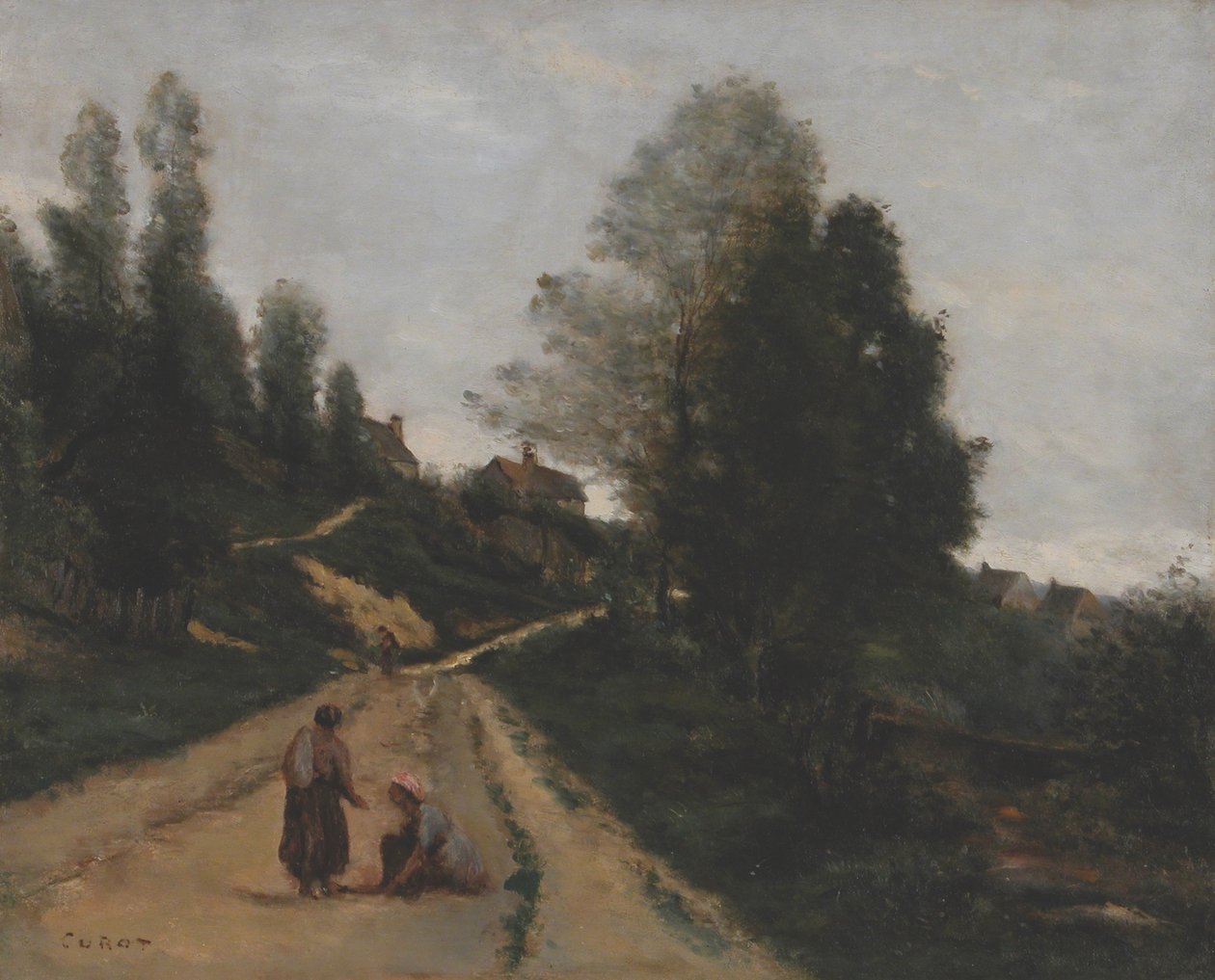 Franska: Gouvieux, près Chantilly. Uppåtgående väg av Jean Baptiste Camille Corot