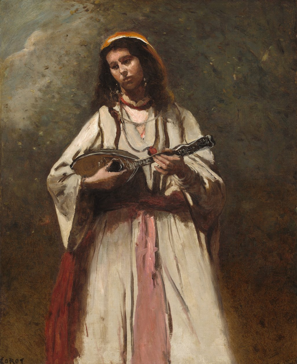 Zigenarkvinna med mandolin, ca 1870 (olja på duk) av Jean Baptiste Camille Corot