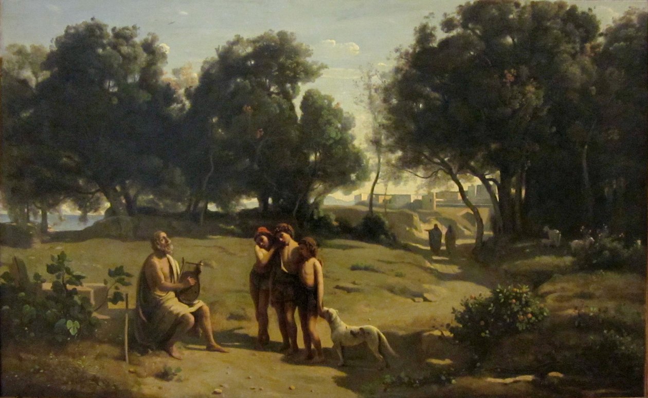 Homer och herdarna av Jean Baptiste Camille Corot