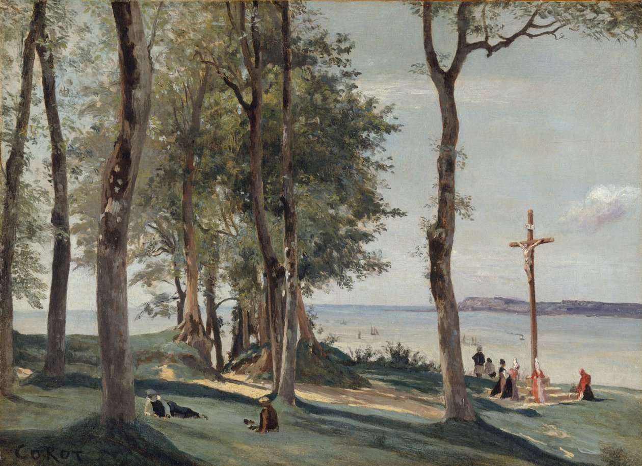 Honfleur: Golgata, ca 1830 av Jean Baptiste Camille Corot