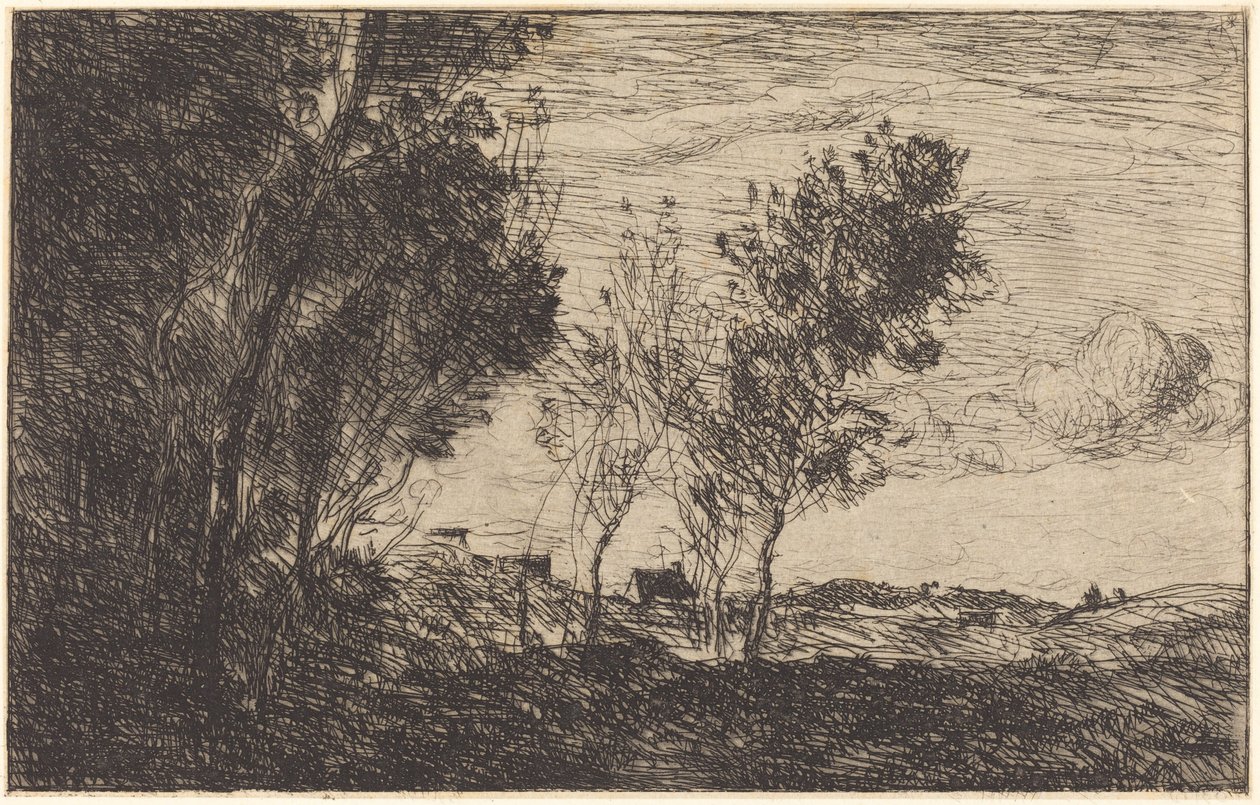 砂丘で: ハーグのお土産 砂丘で: ハーグの森のお土産, 1869. スウェーデン語 av Jean Baptiste Camille Corot
