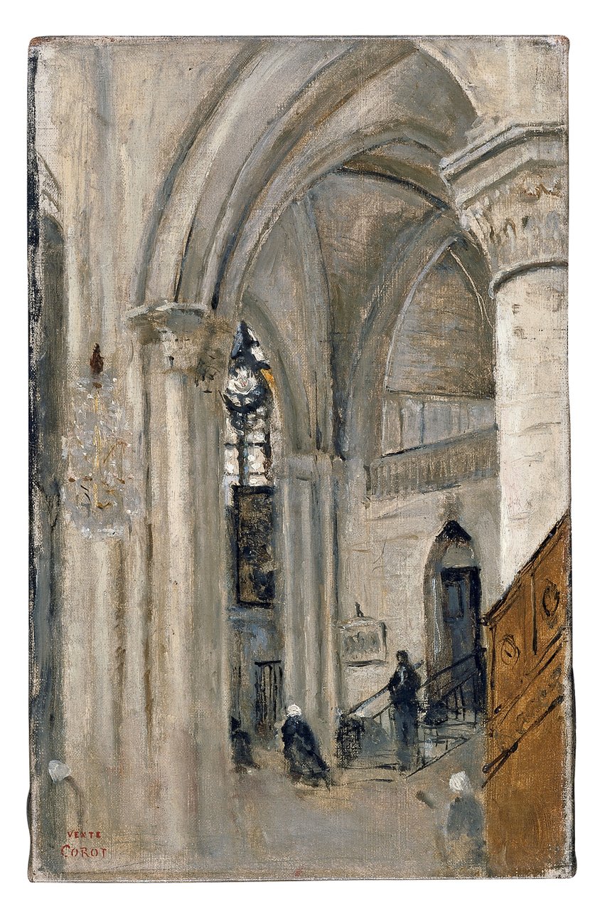 Interiör från kyrkan i Mantes av Jean Baptiste Camille Corot