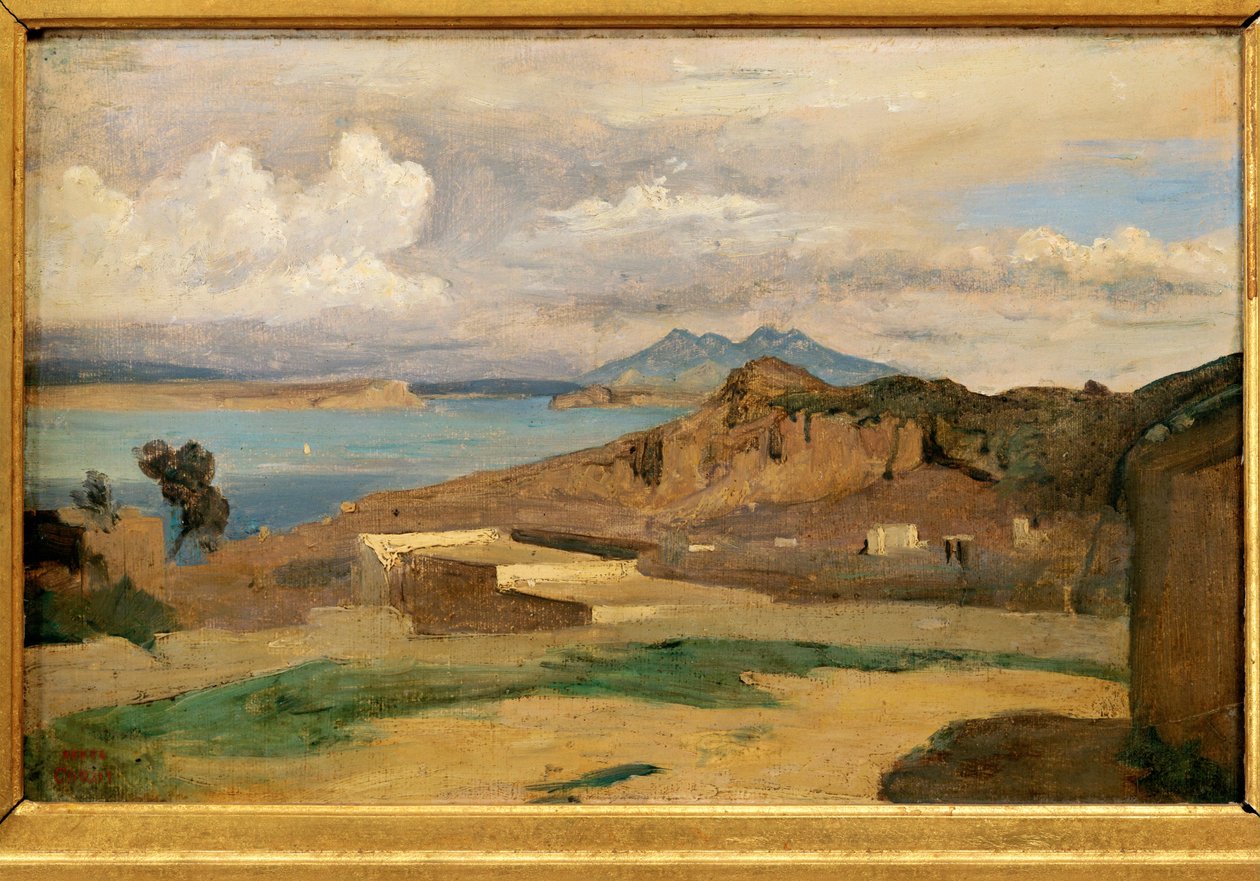 Ischia, sett från sluttningarna av berget Epomeo - Ischia, sett från ... av Jean Baptiste Camille Corot