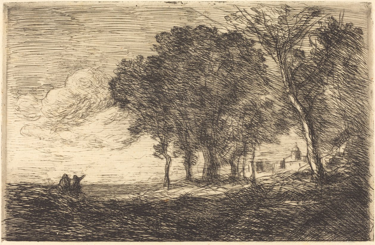 Italienskt landskap av Jean Baptiste Camille Corot