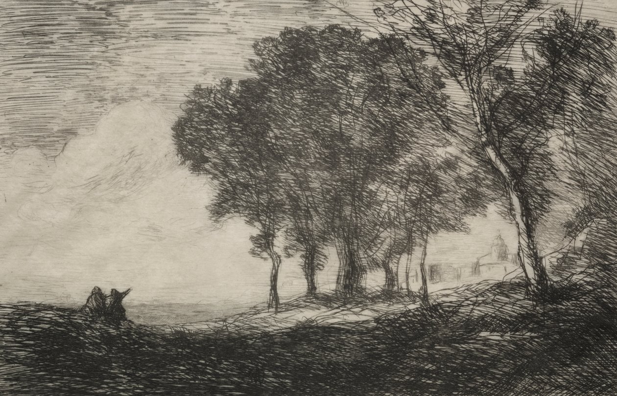 Italienskt landskap av Jean Baptiste Camille Corot