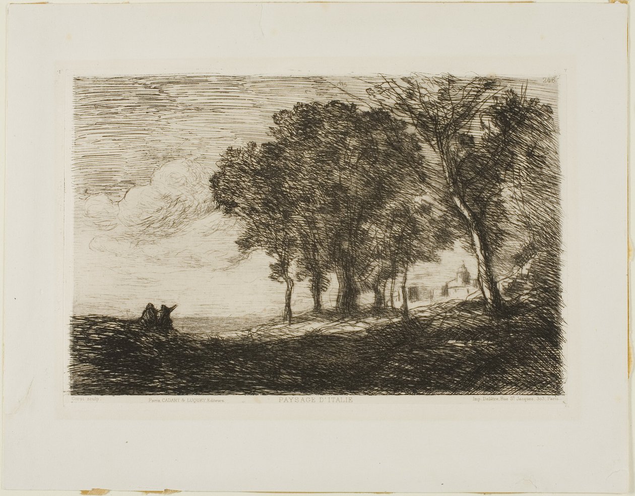 Italienskt landskap av Jean Baptiste Camille Corot