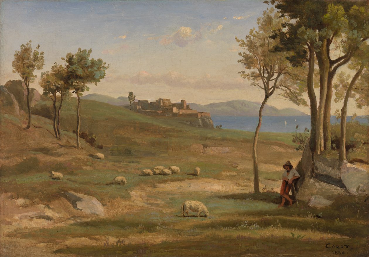 Italienskt landskap av Jean Baptiste Camille Corot