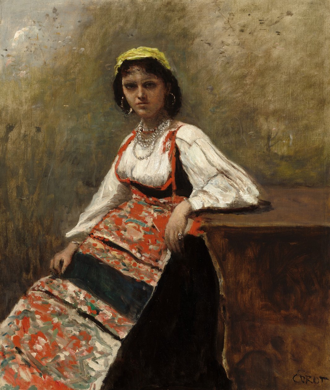 Italiensk kvinna La Morieri, ca. 1872 av Jean Baptiste Camille Corot
