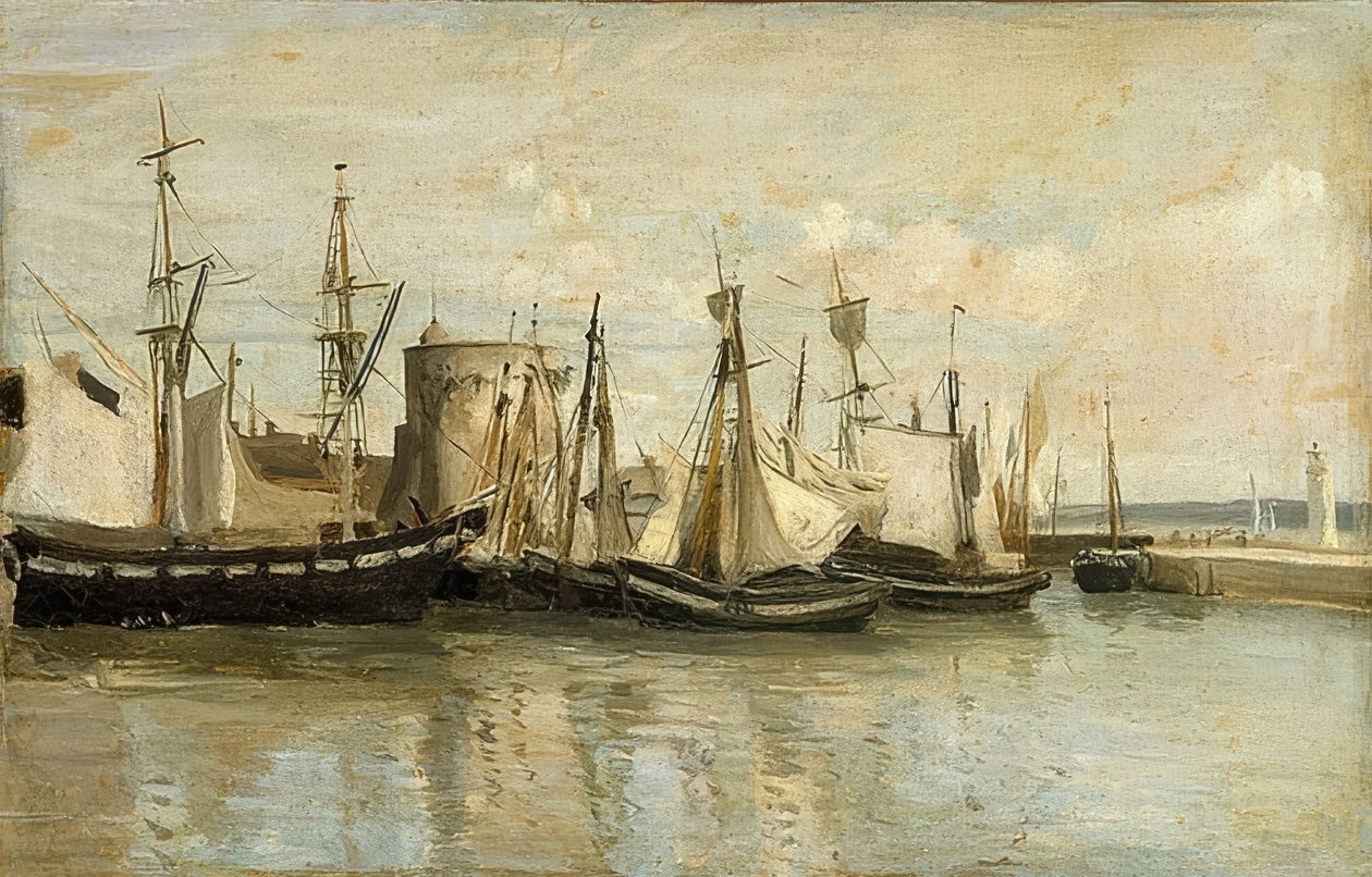 La Rochelle. Hafeneinfahrt. 1851 av Jean Baptiste Camille Corot