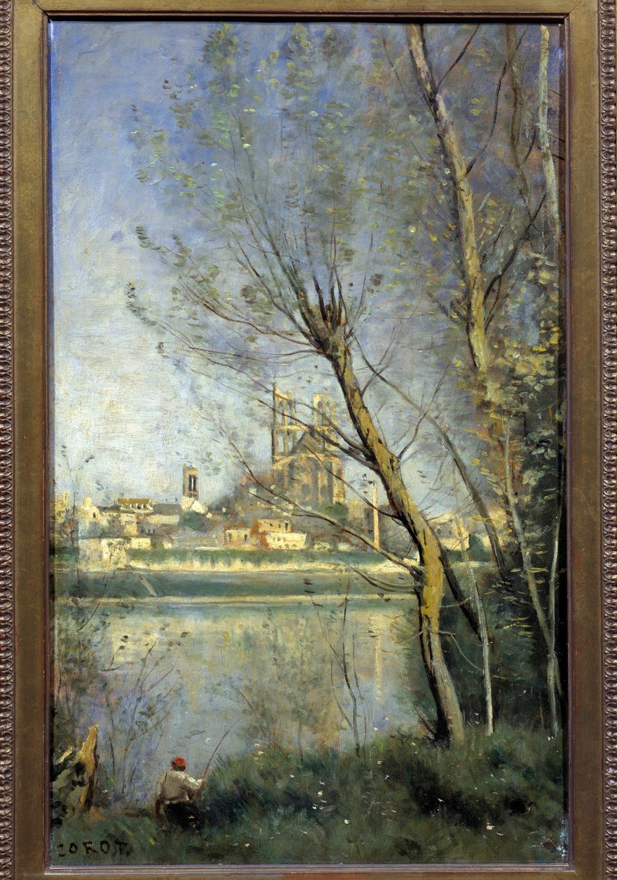 Katedralen i Mantes (Mantes-la-Jolie Yvelines) Målning av Camille Corot (1796-1875) 1865 Sön. 0,5x0,31 m Reims, Museum of Fine Arts av Jean Baptiste Camille Corot