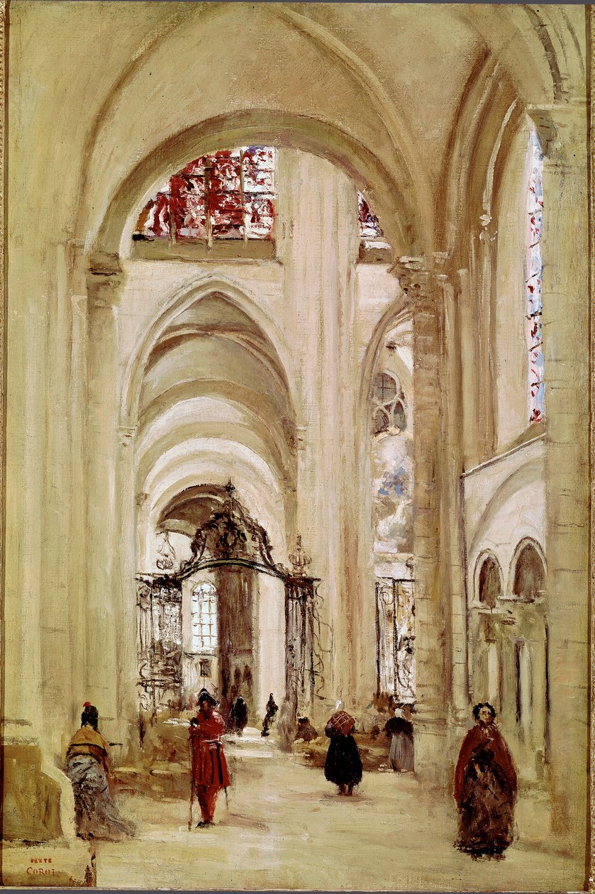 Sens Cathedral Målning av Jean Baptiste Camille Corot (1796-1875) 1874 Mått 61x40 cm Paris, Louvren av Jean Baptiste Camille Corot