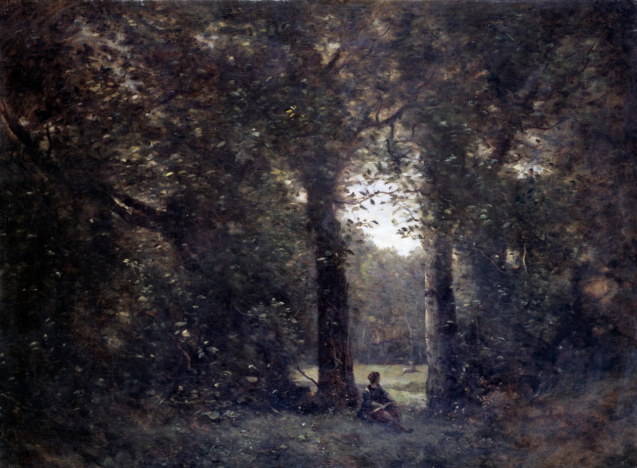 La cleriere, souvenir från staden Avray Målning av Camille Corot (1796-1875) 1800-tal sön. 1x1,34 m . av Jean Baptiste Camille Corot