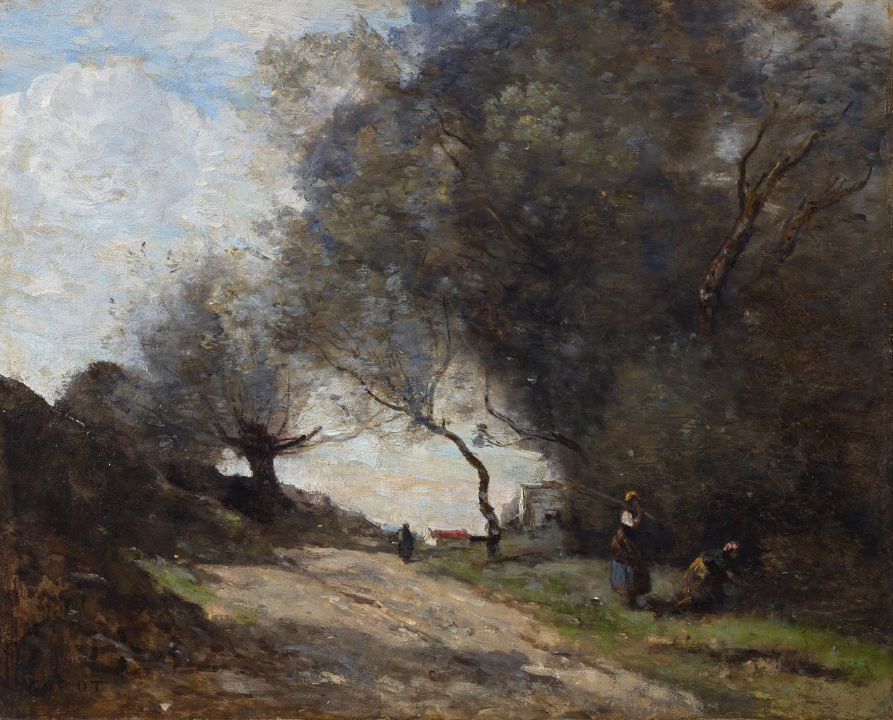 Plockning vid vägkanten av Jean Baptiste Camille Corot