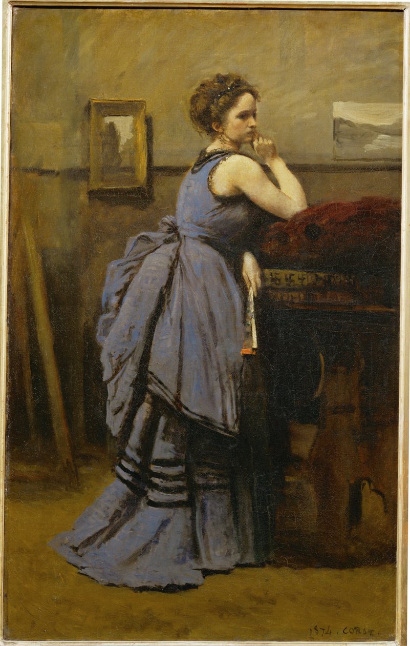 La dame en bleu - Damen i blått... av Jean Baptiste Camille Corot
