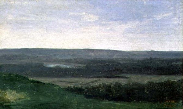 Landskap med avlägsna berg, c.1840-45 av Jean Baptiste Camille Corot