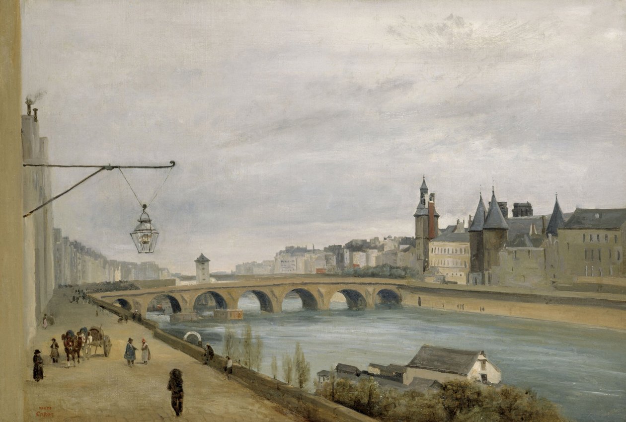 Pont au Change, sedd från Quai de Gesvres (1830), ca 1830 (olja på duk) av Jean Baptiste Camille Corot