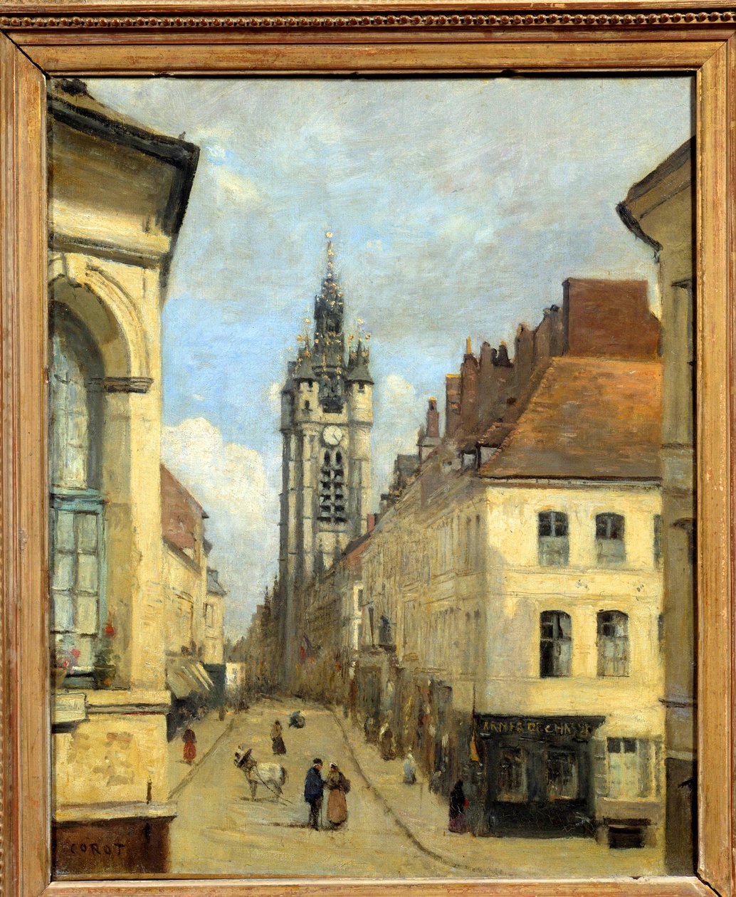 Klockstapeln i Douai Målning av Camille Corot (1796-1875) 1871 Sön. 0,46x0,38m av Jean Baptiste Camille Corot