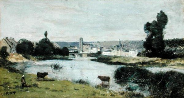 Les Chateaux (olja på duk) av Jean Baptiste Camille Corot