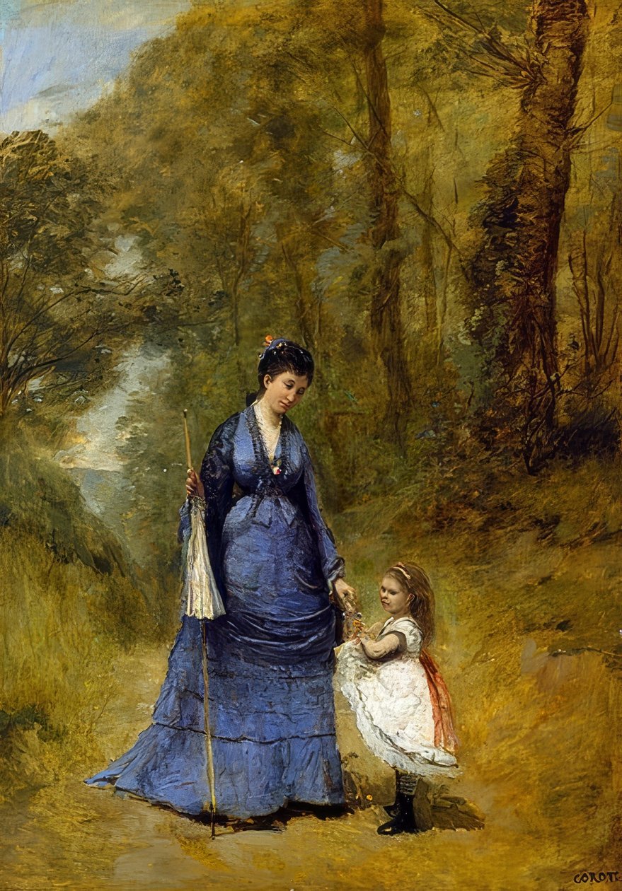 Madame Stumpf och hennes dotter. 1872 av Jean Baptiste Camille Corot