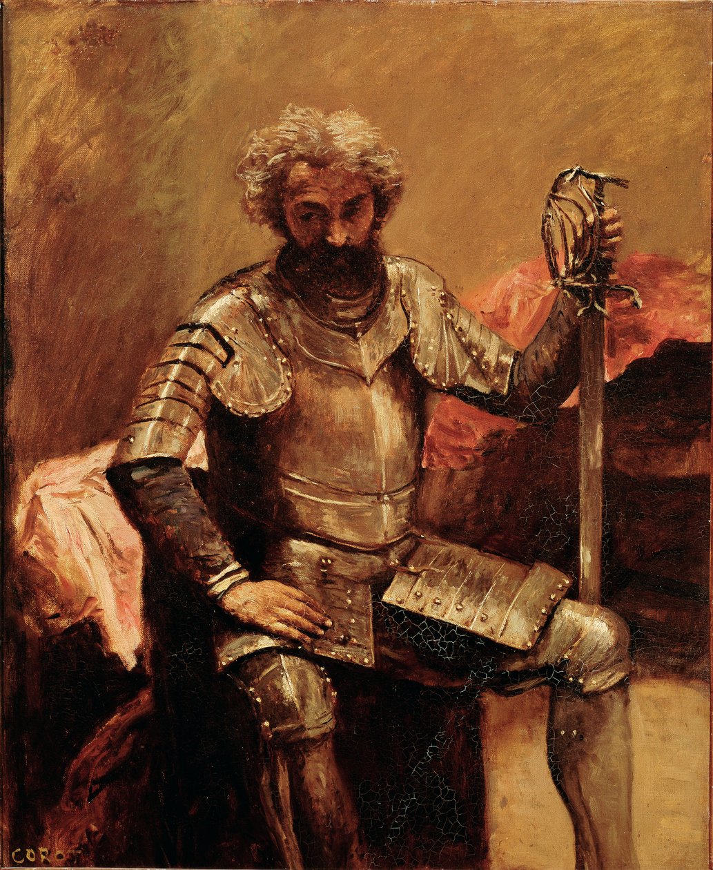 Man i rustning eller "" Vapenman sitter"" Målning av Jean Baptiste Camille Corot av Jean Baptiste Camille Corot