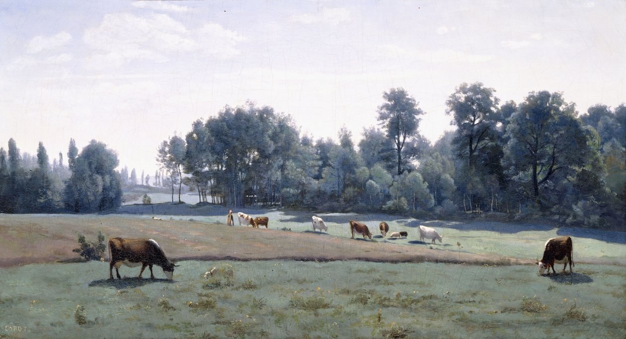 Marcoussis - Kor som betar, 1845-50 av Jean Baptiste Camille Corot