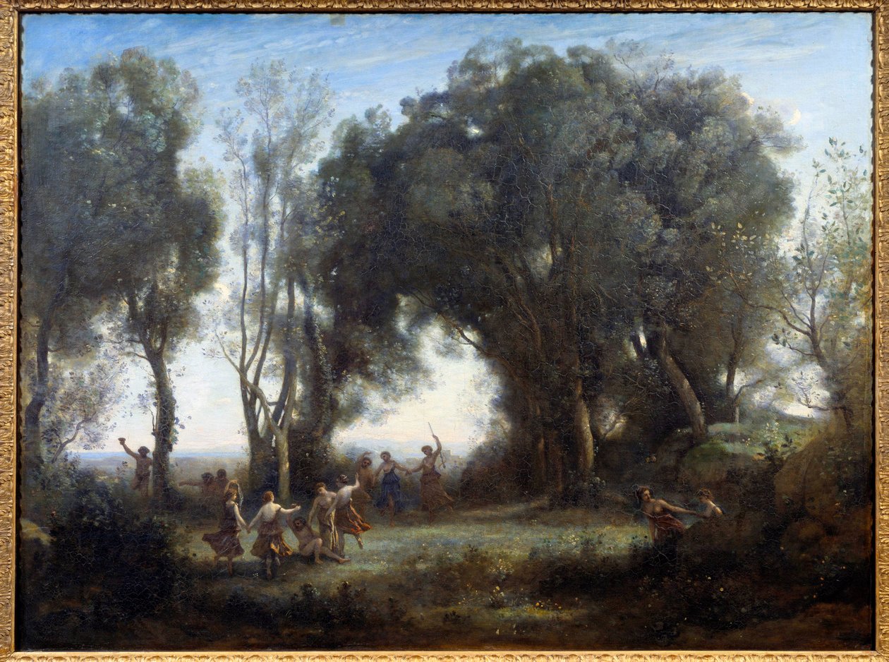 Matiné, nymfdans. Målning av Camille Corot (1796-1875) av Jean Baptiste Camille Corot