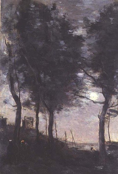 Månsken vid havet av Jean Baptiste Camille Corot