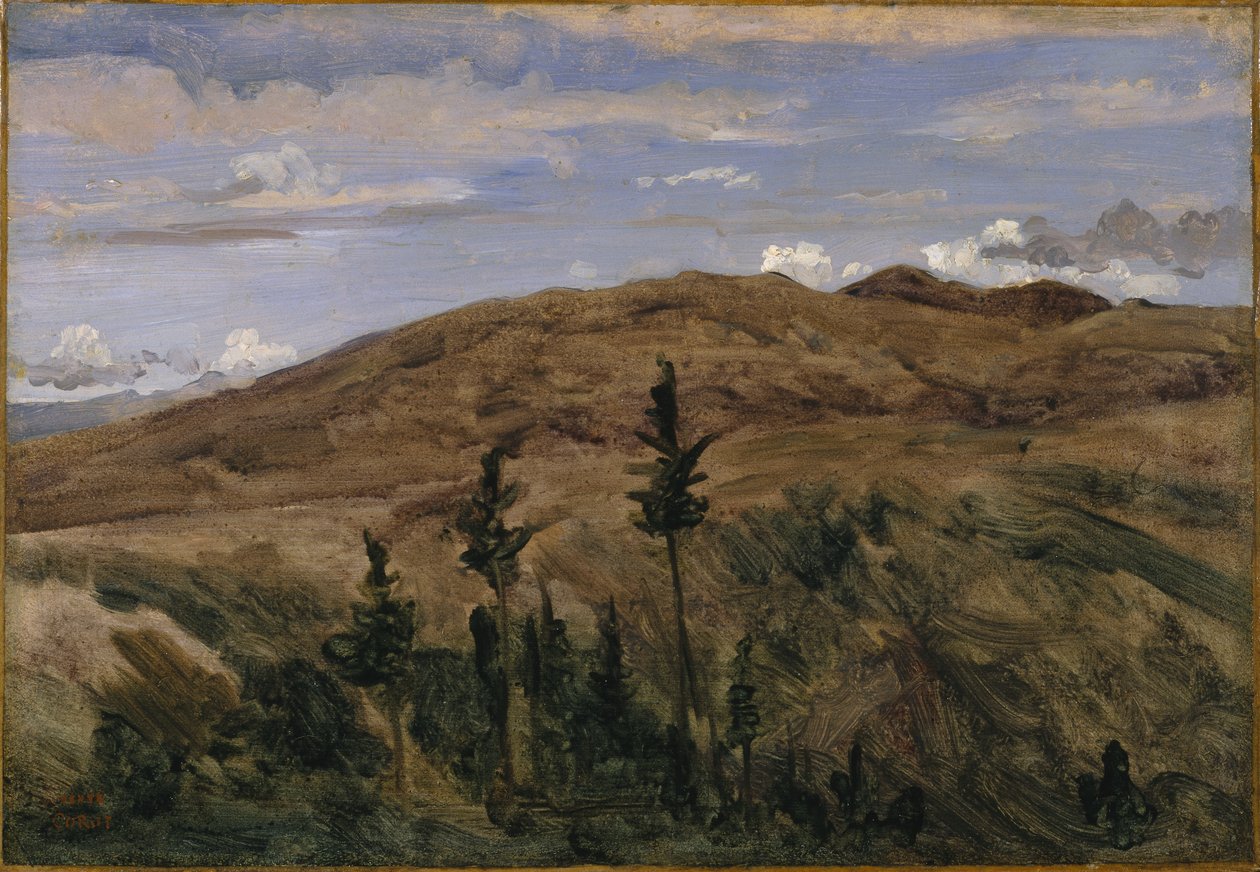 Berg i Auvergne, 1841-42 (olja på papper monterad på duk) av Jean Baptiste Camille Corot